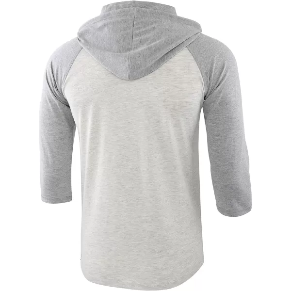 imageKNQR Mens Casual Raglan 34 Sleeve Vintage Active Sports Running Baseball Henley Hoodie T ShirtsHeather OatmealHeather Gray
