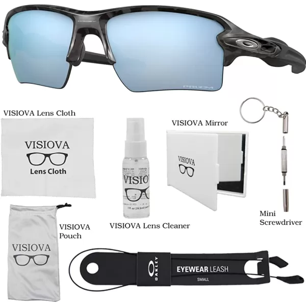 imageOakley Flak 20 XL OO9188 Sunglasses For Men Bundle Leash  VISIOVA AccessoriesMatte Black CamoPrizm Deep Water Polar 9188g3