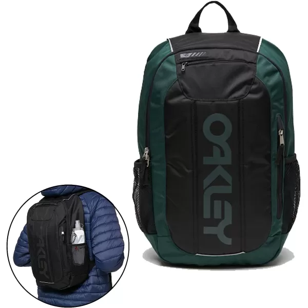 imageOakley Mens 20L Enduro 30 Black Backpack for Hiking Backpacking Camping Traveling  BUNDLE with Designer iWear Collapsible Water Bottle with CarabinerGreen
