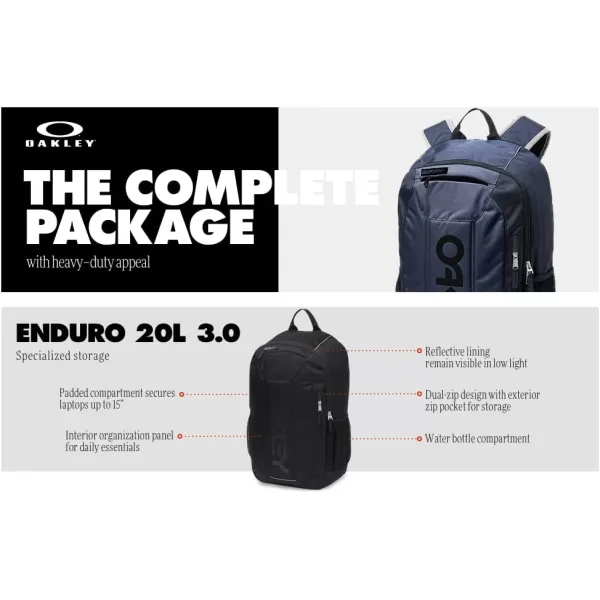 imageOakley Mens 20L Enduro 30 Black Backpack for Hiking Backpacking Camping Traveling  BUNDLE with Designer iWear Collapsible Water Bottle with CarabinerRed