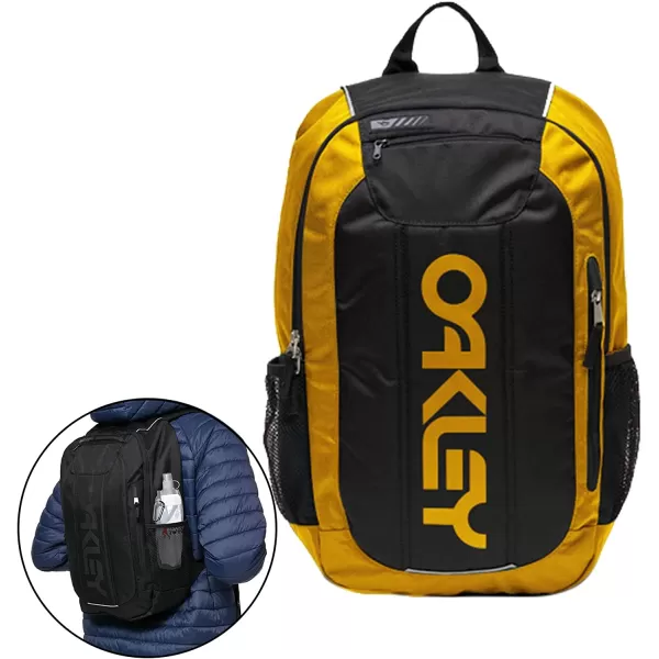 imageOakley Mens 20L Enduro 30 Black Backpack for Hiking Backpacking Camping Traveling  BUNDLE with Designer iWear Collapsible Water Bottle with CarabinerYellow