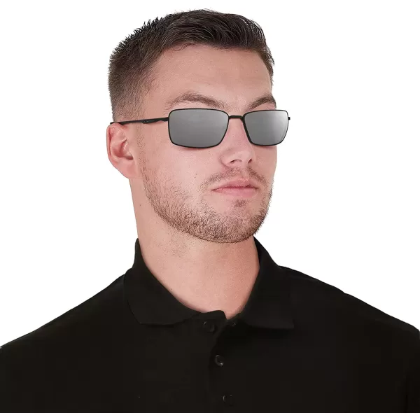imageOakley Mens OO4075 Square Wire Rectangular Metal SunglassesMatte BlackBlack Iridium Polarized