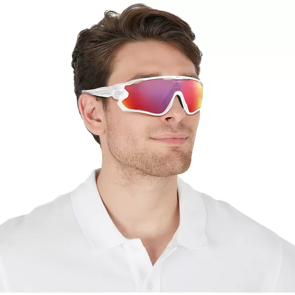 imageOakley Mens OO9290 Jawbreaker Shield SunglassesPolished WhitePrizm Road