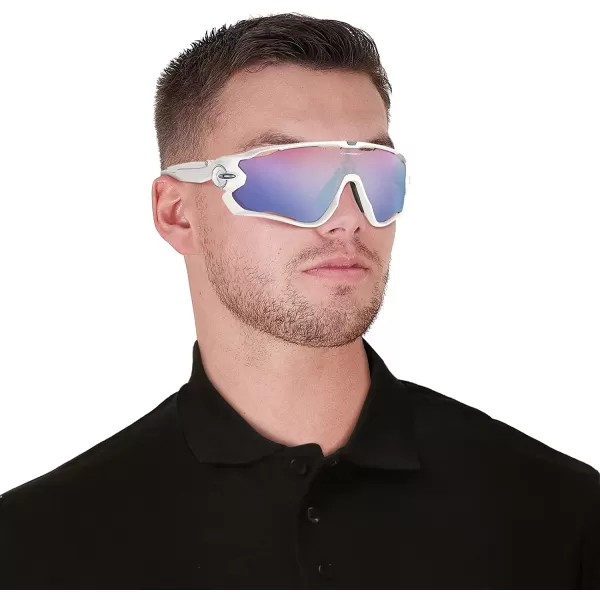 imageOakley Mens OO9290 Jawbreaker Shield SunglassesPolished WhitePrizm Snow Sapphire Iridium