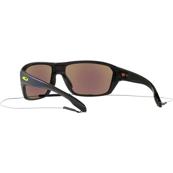 imageOakley Mens OO9416 Split Shot Rectangular SunglassesHi Res Matte BlackYellow IconPrizm Sapphire Polarized