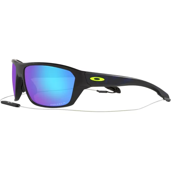 imageOakley Mens OO9416 Split Shot Rectangular SunglassesHi Res Matte BlackYellow IconPrizm Sapphire Polarized