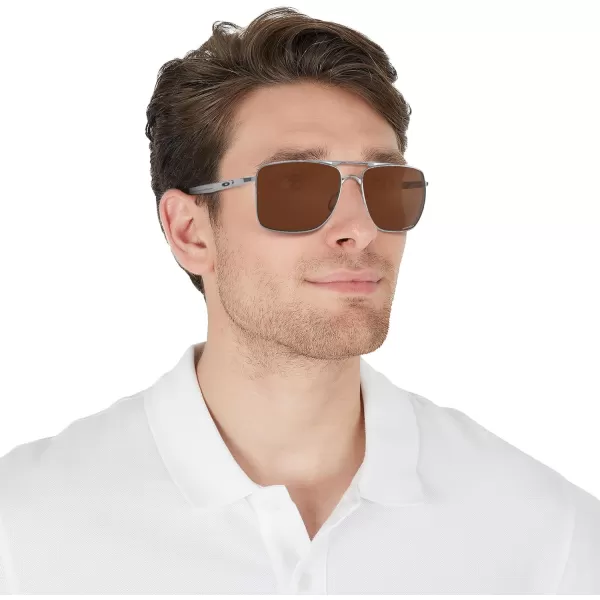 imageOakley Mens Oo4124 Gauge 8 Rectangular SunglassesPolished ChromePrizm Tungsten Polarized