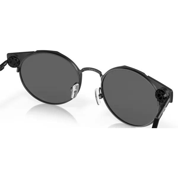 imageOakley Mens Oo6046 Deadbolt Titanium Round SunglassesSatin BlackPrizm Black Polarized