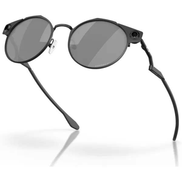 imageOakley Mens Oo6046 Deadbolt Titanium Round SunglassesSatin BlackPrizm Black Polarized