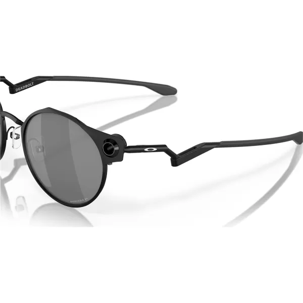imageOakley Mens Oo6046 Deadbolt Titanium Round SunglassesSatin BlackPrizm Black Polarized