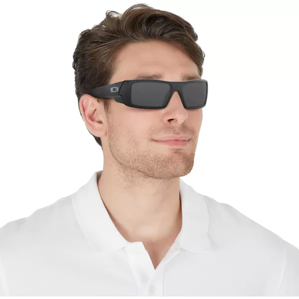 imageOakley Mens Oo9014 Gascan Rectangular SunglassesMatte BlackBlue StripeGrey