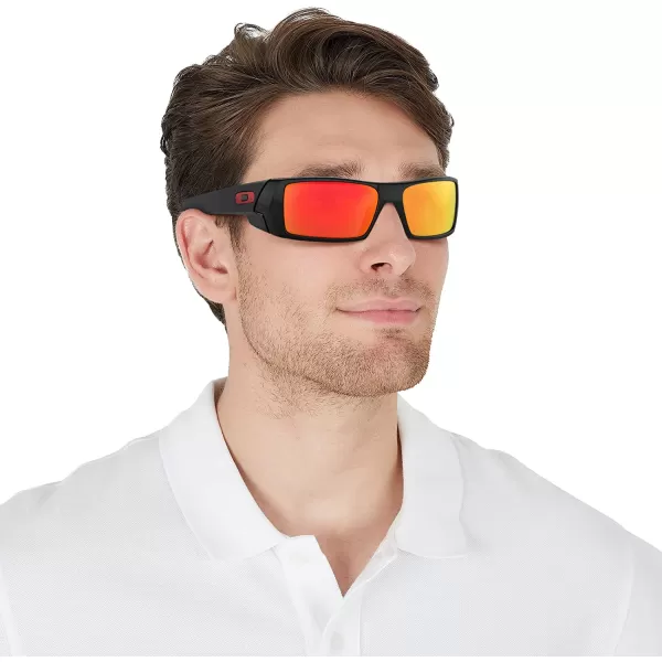 imageOakley Mens Oo9014 Gascan Rectangular SunglassesPolished BlackPrizm Ruby