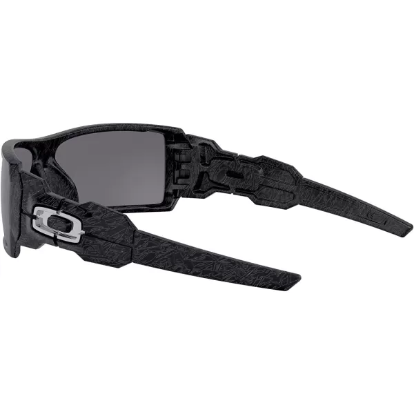 imageOakley Mens Oo9081 Oil Rig Rectangular SunglassesPolished Black amp Silver Ghost TextureBlack Iridium