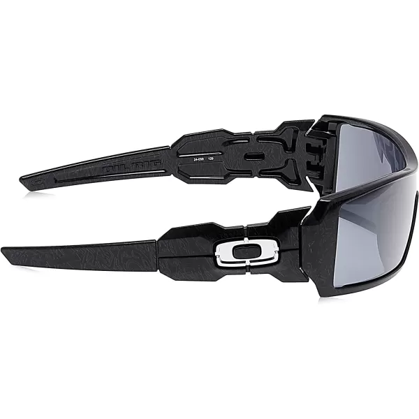 imageOakley Mens Oo9081 Oil Rig Rectangular SunglassesPolished Black amp Silver Ghost TextureBlack Iridium