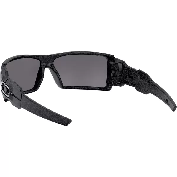 imageOakley Mens Oo9081 Oil Rig Rectangular SunglassesPolished Black amp Silver Ghost TextureBlack Iridium