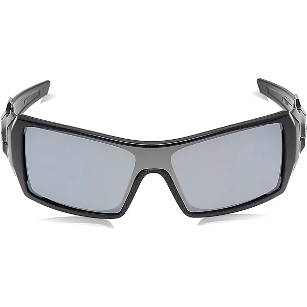 imageOakley Mens Oo9081 Oil Rig Rectangular SunglassesPolished Black amp Silver Ghost TextureBlack Iridium