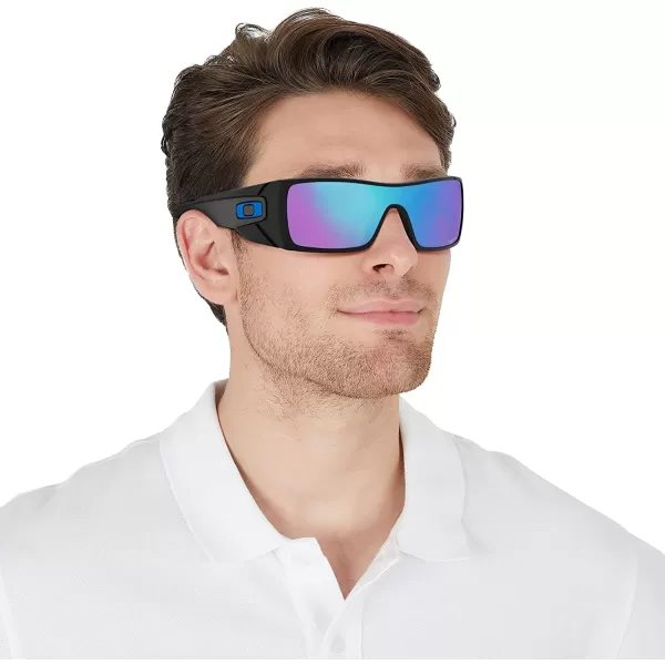 imageOakley Mens Oo9101 Batwolf Rectangular SunglassesPolished BlackPrizm Sapphire