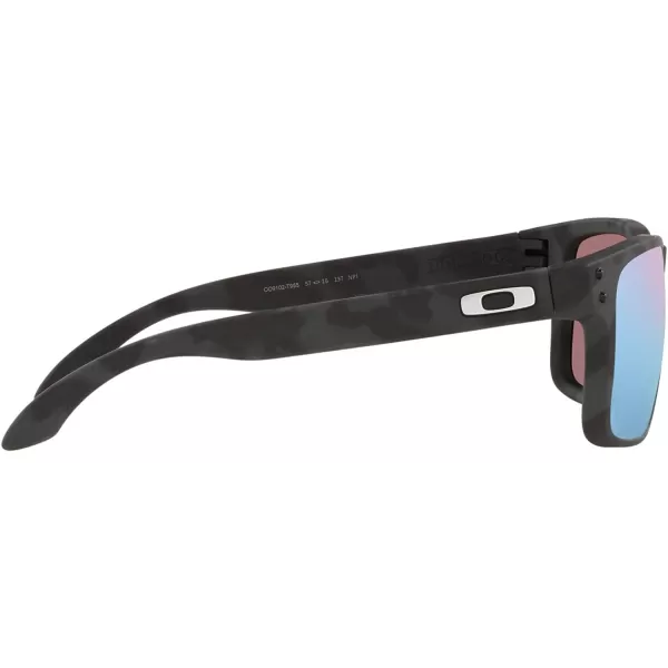 imageOakley Mens Oo9102 Holbrook Polarized Square SunglassesMatte Black CamoPrizm Deep Water Polarized
