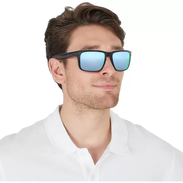 imageOakley Mens Oo9102 Holbrook Polarized Square SunglassesPolished BlackPrizm Deep Water Polarized