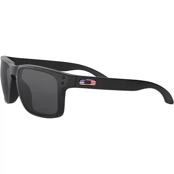 imageOakley Mens Oo9102 Holbrook Square SunglassesMatte Black Flag IconGrey