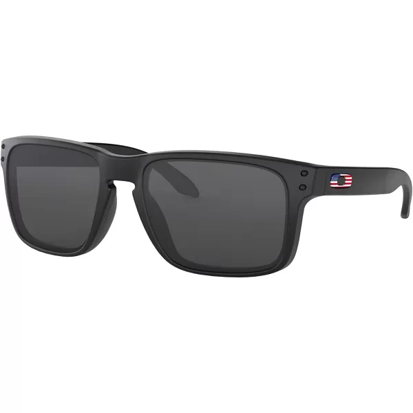 imageOakley Mens Oo9102 Holbrook Square SunglassesMatte Black Flag IconGrey