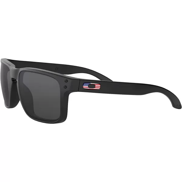 imageOakley Mens Oo9102 Holbrook Square SunglassesMatte Black Flag IconGrey