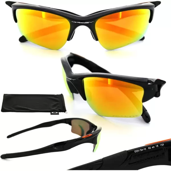 imageOakley Mens Oo9154 Half Jacket 20 XL Rectangular SunglassesPolished BlackFire Iridium Polarized