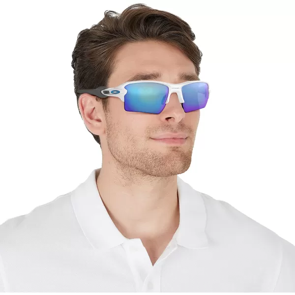 imageOakley Mens Oo9188 Flak 20 XL Rectangular SunglassesPolished WhitePrizm Sapphire