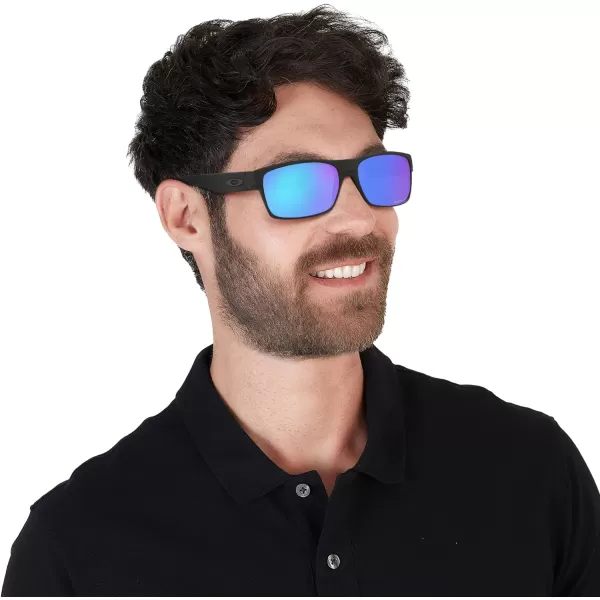 imageOakley Mens Oo9189 Twoface Square SunglassesMatte BlackPrizm Sapphire Polarized
