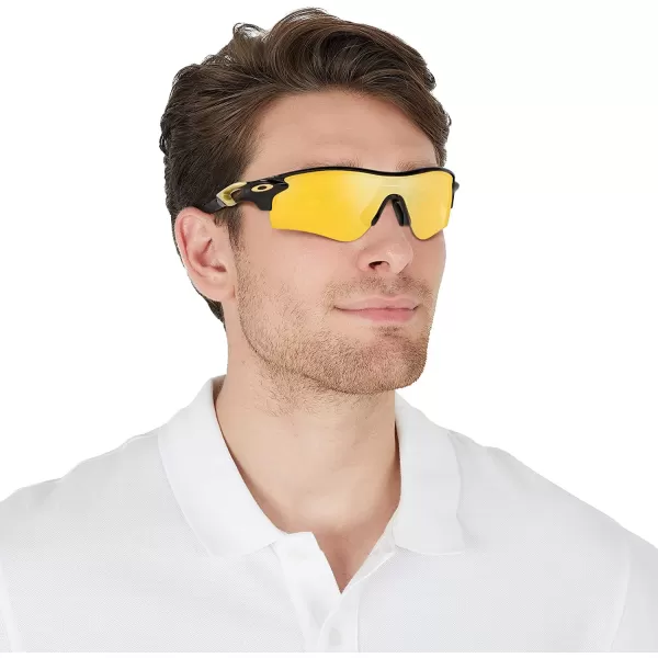 imageOakley Mens Oo9206 Radarlock Path Low Bridge Fit Rectangular SunglassesPolished BlackPrizm 24k Polarized