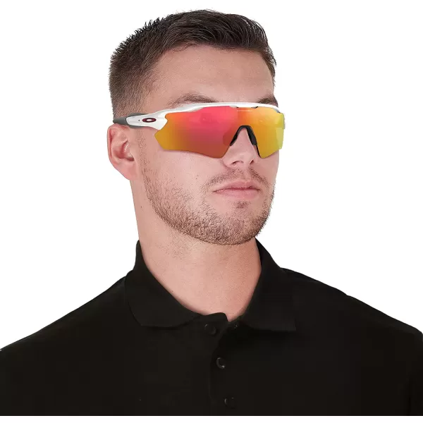 imageOakley Mens Oo9208 Radar Ev Path Rectangular SunglassesPolished White GreyPrizm Ruby