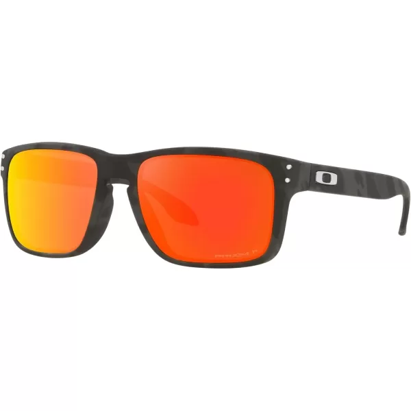 imageOakley Mens Oo9244 Holbrook Low Bridge Fit Rectangular SunglassesMatte Black CamouflagePrizm Ruby Polarized