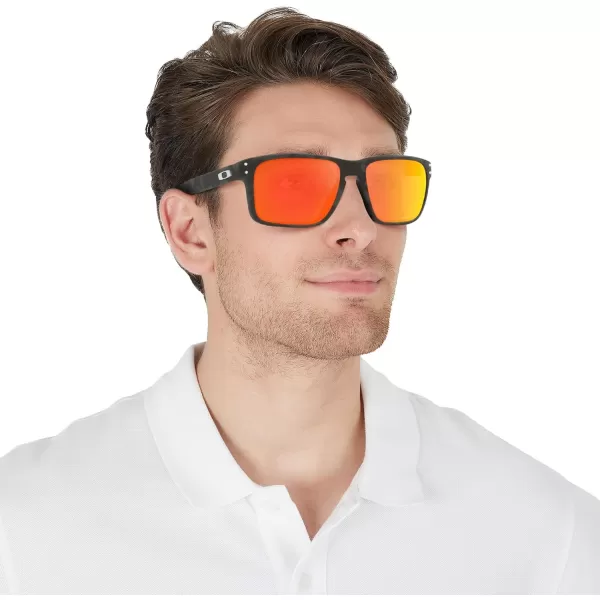 imageOakley Mens Oo9244 Holbrook Low Bridge Fit Rectangular SunglassesMatte Black CamouflagePrizm Ruby Polarized