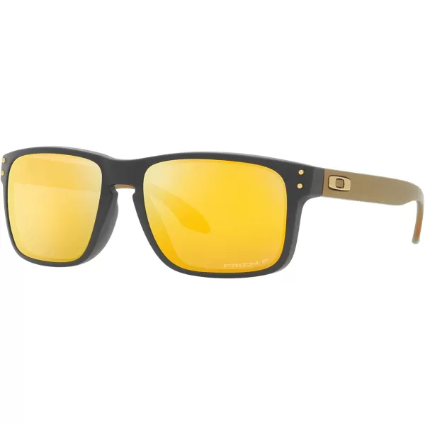 imageOakley Mens Oo9244 Holbrook Low Bridge Fit Rectangular SunglassesMatte CarbonPrizm 24k Polarized