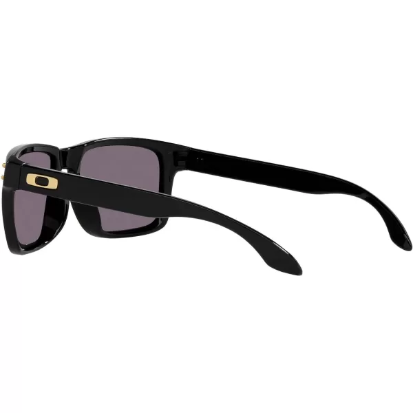 imageOakley Mens Oo9244 Holbrook Low Bridge Fit Rectangular SunglassesPolished Black Gold LogoPrizm Grey