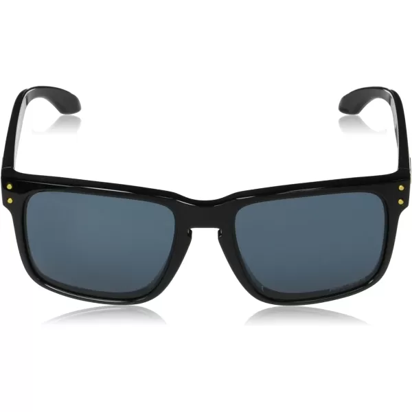 imageOakley Mens Oo9244 Holbrook Low Bridge Fit Rectangular SunglassesPolished Black Gold LogoPrizm Grey