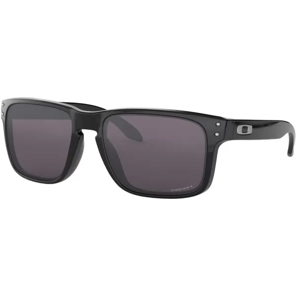 imageOakley Mens Oo9244 Holbrook Low Bridge Fit Rectangular SunglassesPolished Black Silver LogoPrizm Grey