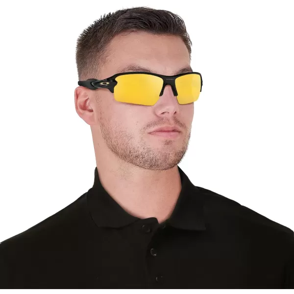 imageOakley Mens Oo9271 Flak 20 Low Bridge Fit Rectangular SunglassesMatte BlackPrizm 24k Polarized