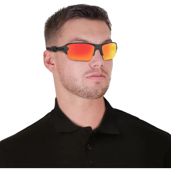 imageOakley Mens Oo9271 Flak 20 Low Bridge Fit Rectangular SunglassesSteelPrizm Ruby