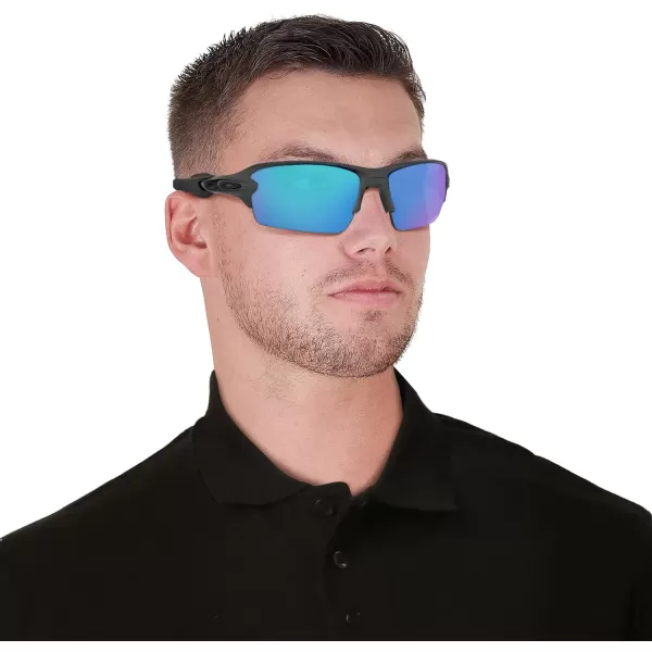 imageOakley Mens Oo9271 Flak 20 Low Bridge Fit Rectangular SunglassesSteelPrizm Sapphire