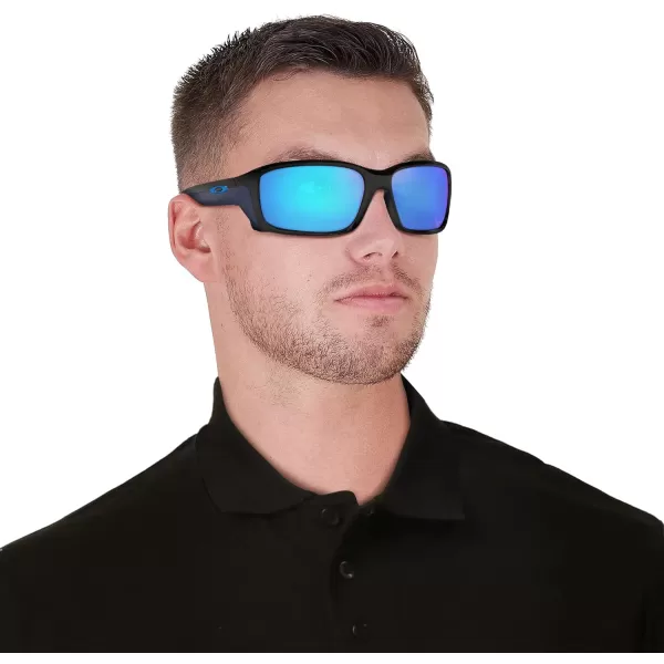 imageOakley Mens Oo9331 Straightlink Rectangular SunglassesPolished BlackPrizm Sapphire