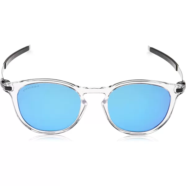 imageOakley Mens Oo9439 Pitchman R Round SunglassesPolished ClearPrizm Sapphire