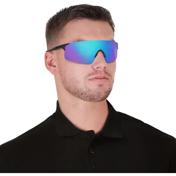 imageOakley Mens Oo9454 Evzero Blades Rectangular SunglassesSteelPrizm Sapphire