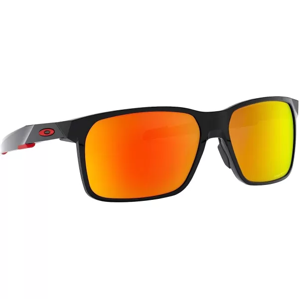 imageOakley Mens Oo9460 Portal X Rectangular SunglassesPolished Black on RedPrizm Ruby Polarized