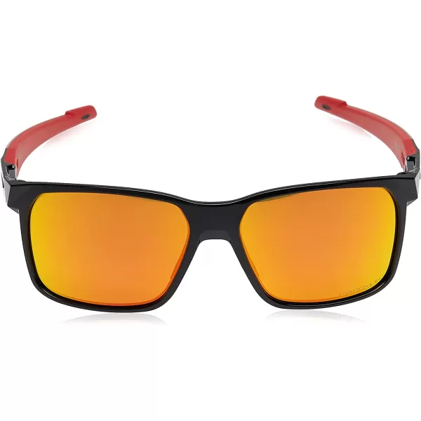 imageOakley Mens Oo9460 Portal X Rectangular SunglassesPolished Black on RedPrizm Ruby Polarized