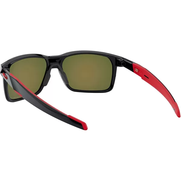 imageOakley Mens Oo9460 Portal X Rectangular SunglassesPolished Black on RedPrizm Ruby Polarized