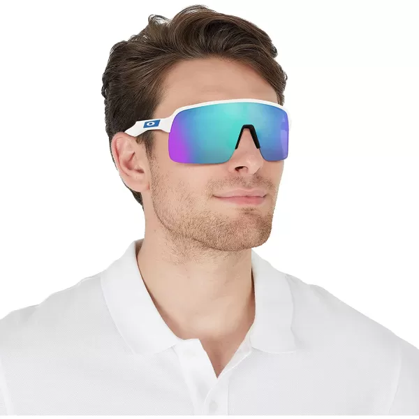 imageOakley Mens Oo9463 Sutro Lite Rectangular SunglassesMatte WhitePrizm Sapphire