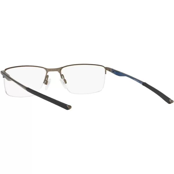 imageOakley Mens Ox3218 Socket 55 Rectangular Prescription Eyeglass FramesSatin Pewter Poisedon BlueDemo Lens