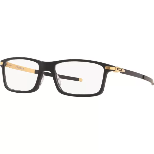 imageOakley Mens Ox8050 Pitchman Rectangular Prescription Eyeglass FramesSatin Black on Satin GoldDemo Lens