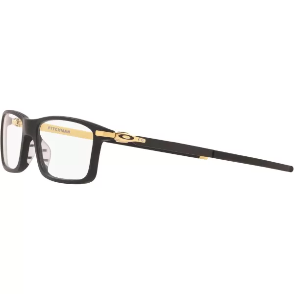 imageOakley Mens Ox8050 Pitchman Rectangular Prescription Eyeglass FramesSatin Black on Satin GoldDemo Lens